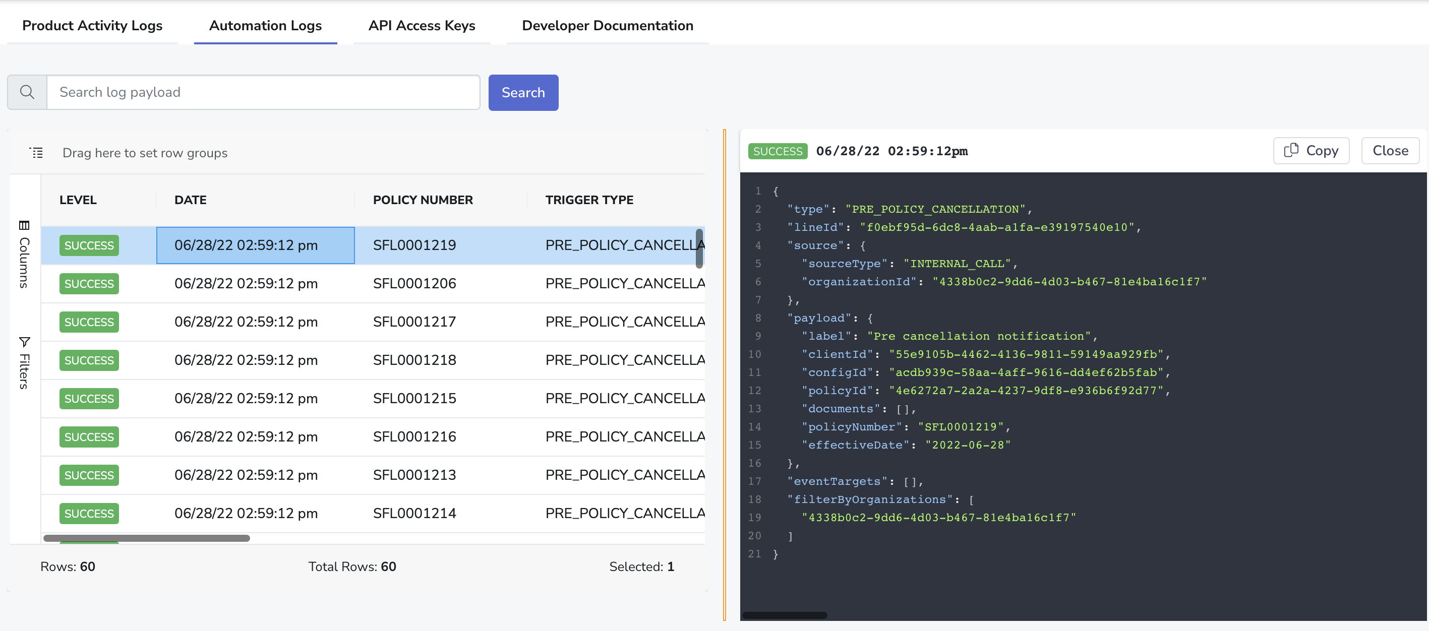 Automation Logs